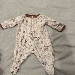Wonder Nation Kids One Piece with Animal Print in Cream and Brown